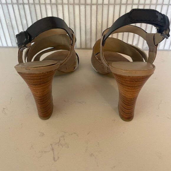 Bandolino Open Toe Heels Sandals, Sling Back, White, Tan, Black, 6 - Picture 4 of 11